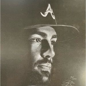 Dansby Swanson 11x14 Numbered And Signed Charcoal Sketch